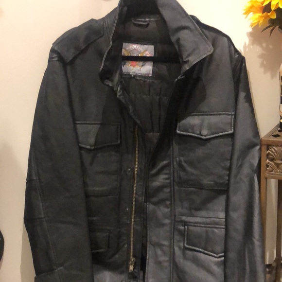 Vintage Cooper black leather jacket. four pockets in front full length zipper - Picture 1 of 15